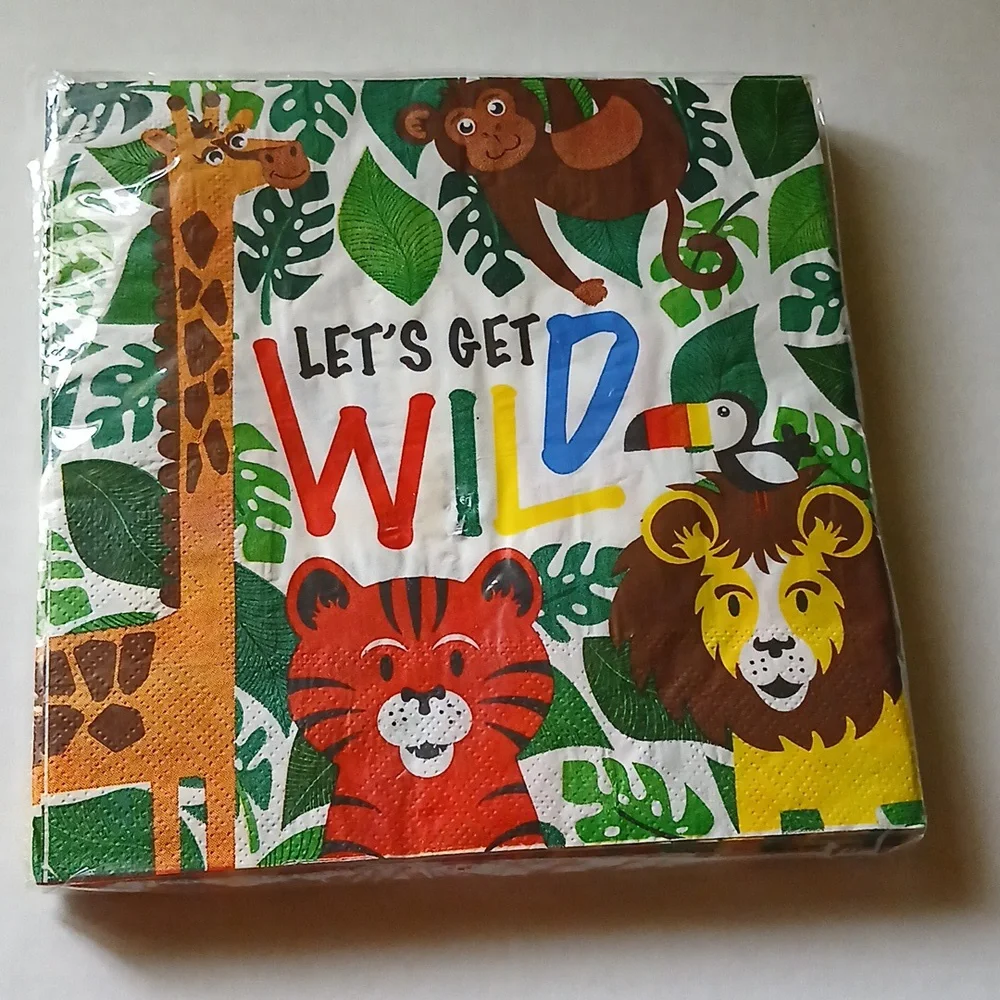 Napkins 13 x 13 Colorful Safarj Jungle Animal Napkins qty50 NWT NIP